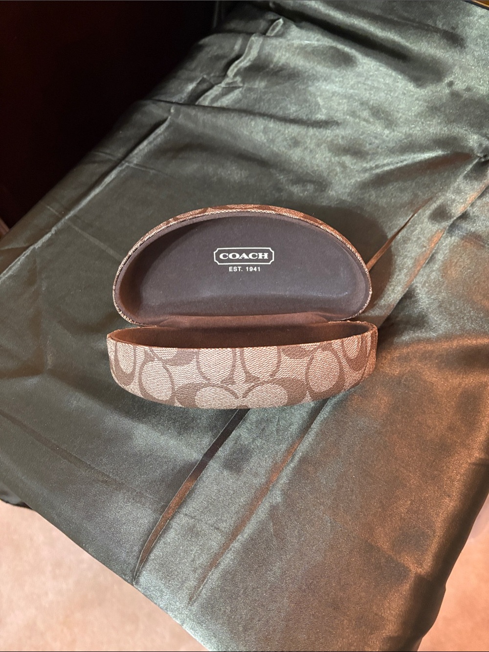 Coach Monogram Eyewear Case in Brown and Tan